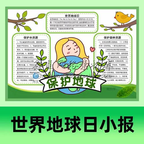 小学生保护地球环境小报世界地球日手抄报电子版模板a3a4素材线稿
