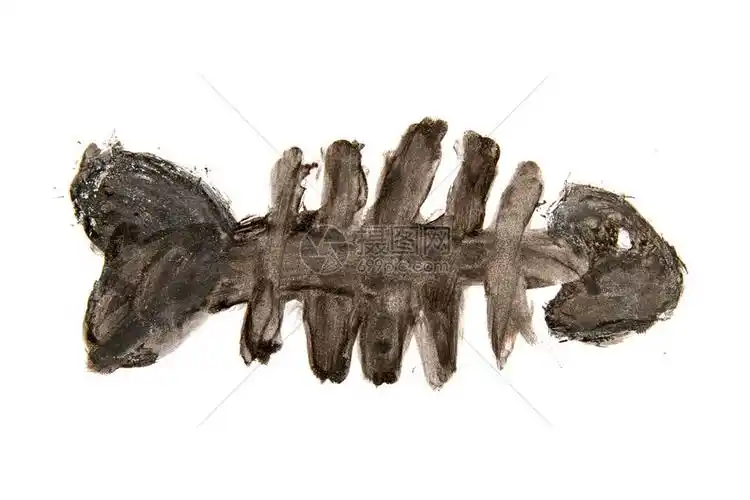 以简单的childr格式形成绘制白底黑鱼骨骼的图像黑鱼骨骼