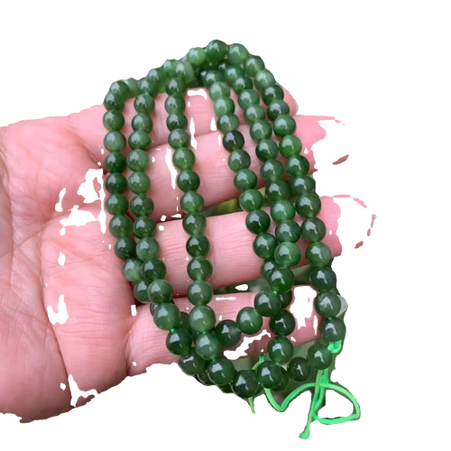 新款天然和田玉碧玉手链女多圈手串玉石项链手链108颗珠diy串珠毛