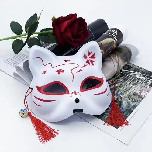 万代狐狸面具半脸女古风面具男帅气节日表演道具风妖狐狸面具化妆舞会