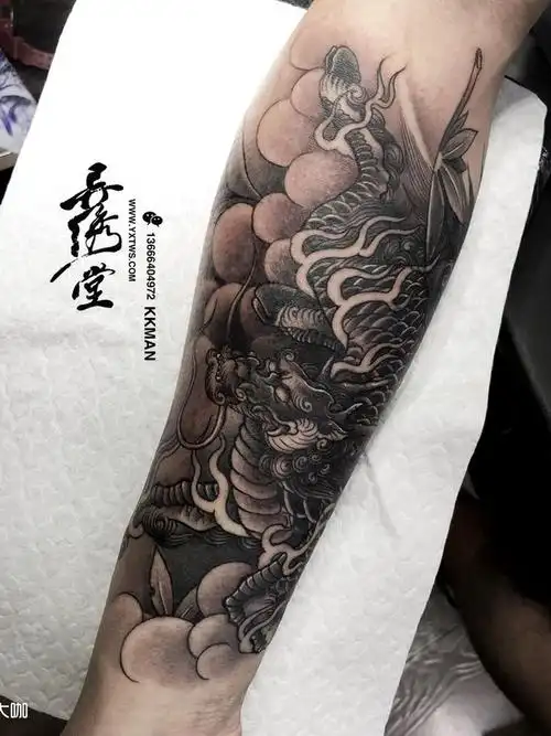 小臂麒麟纹身_纹身图案手稿图片_cometattoo的纹身作品集
