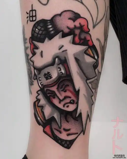 彩色卡通火影自来也纹身图案