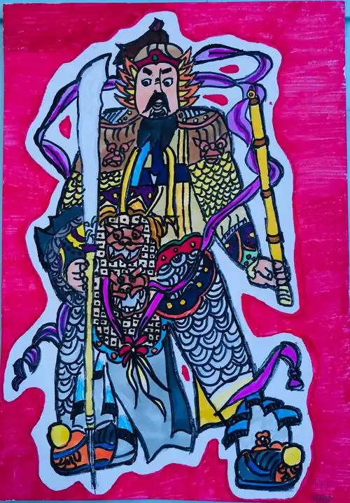 五1班《画门神》作品欣赏!
