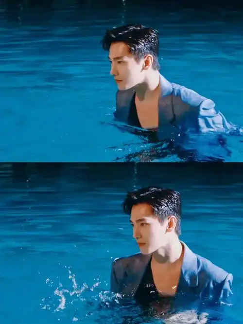 杨洋 #羊毛 #蓝色介绍一下,这是我家游泳池里养的人鱼王子