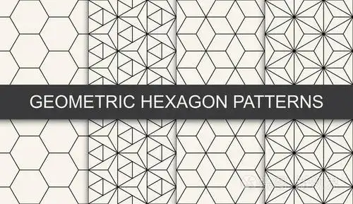 黑白几何六边形图案集插画-正版商用图片064jg7-摄图新视界