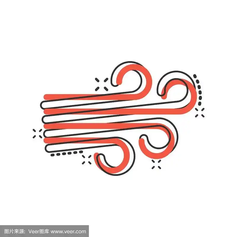 空气卡通矢量插图在白色孤立的背景.清风喷溅效应的经营理念.