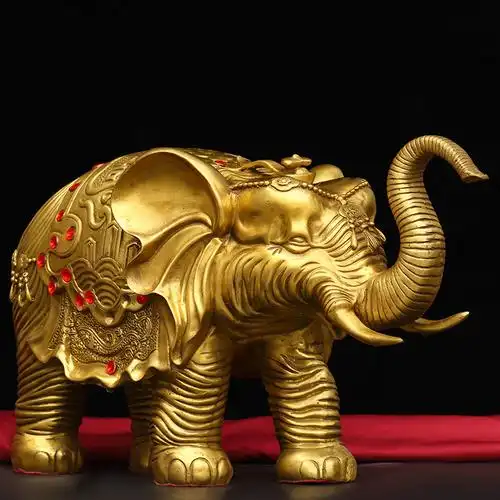 铜象摆件黄铜大象一对祈福象大象吉祥如意家居装饰品摆件特大号