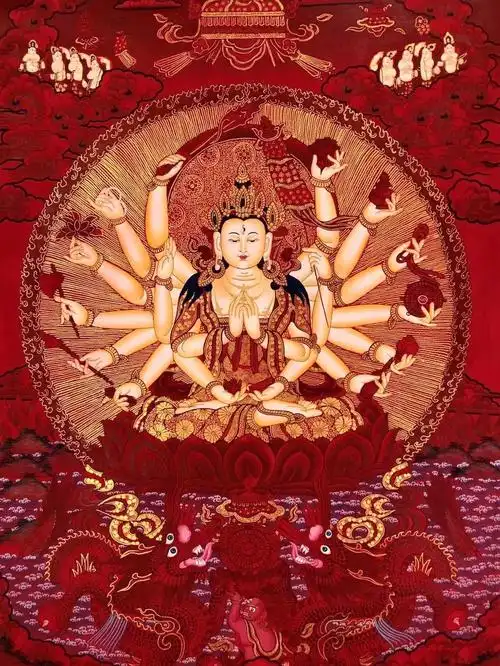 高性价比红唐准提佛母画芯尺寸4560cm