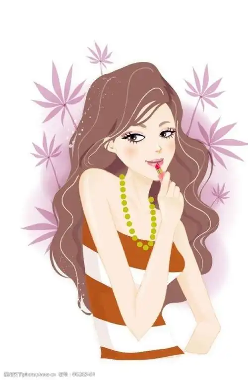 美女涂口红图片