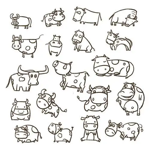 牛简笔画画法素材大全 简单几笔就能画出来卡通的牛简笔画图片卡通的
