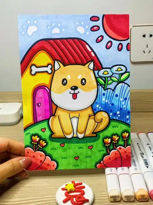 十二生肖系列忠诚的小狗狗图片版步骤色号