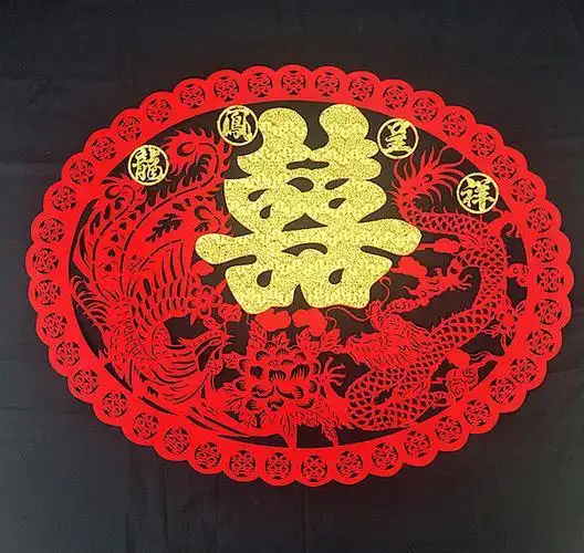 压床头喜布置装饰大红双喜植绒布大号喜字剪纸墙贴结婚喜字绒布