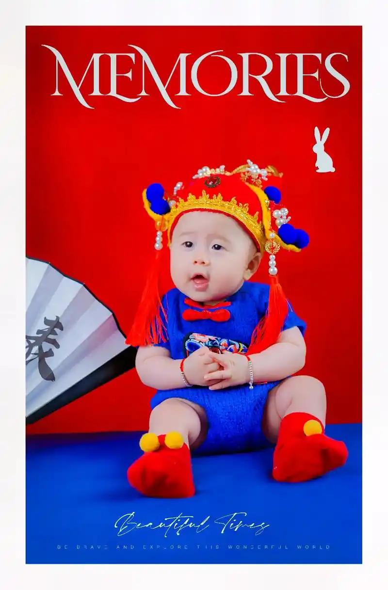 穿尿不湿的小萌娃…小孙子100天留念照片! - 抖音