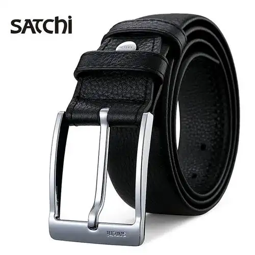 satchi沙驰男士皮带真皮针扣腰带休闲简约头层腰带