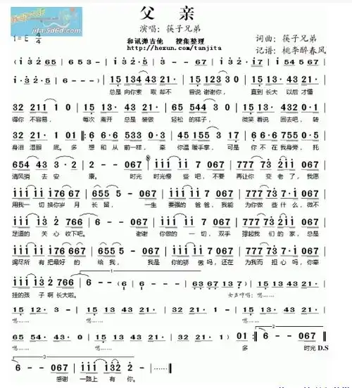 筷子兄弟父亲钢琴简谱 急急急急急急急急急!