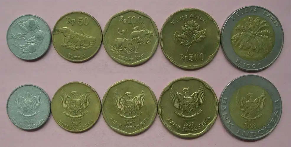 印度尼西亚套币 材质 :1铝 3铜 1双金属(大图展示)