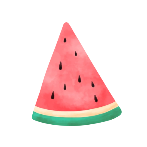 立夏西瓜手绘水彩风卡通png素材