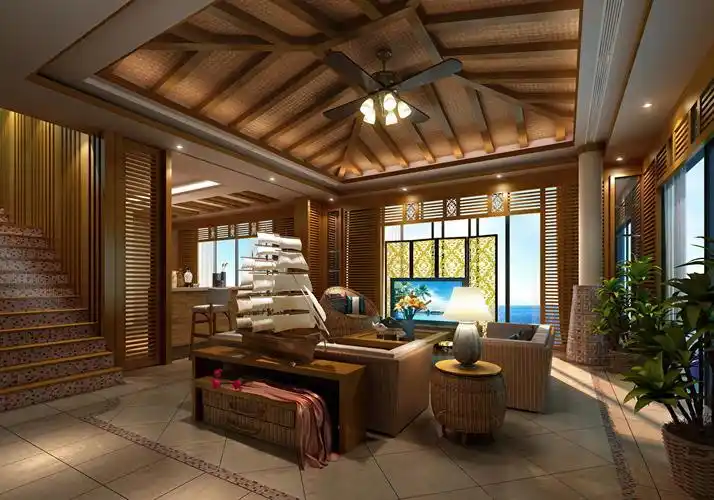 柚木加上编制板 使得泰式风格韵味十足