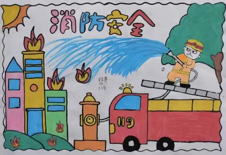 赤岗山小学举行"消防安全记心中"绘画创作比赛_活动_校园_作品