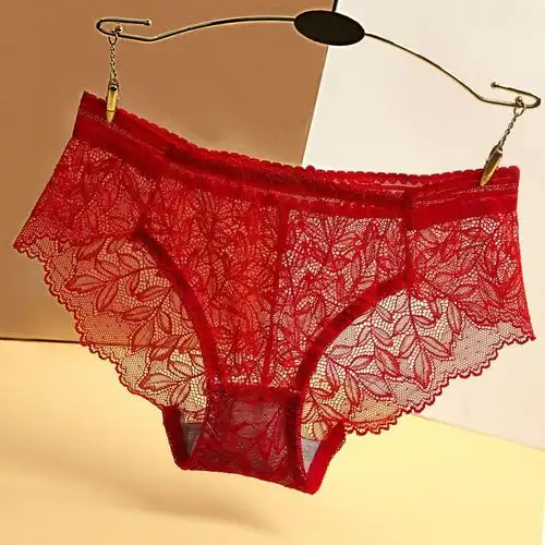 4条新款内裤女性感迷人棉裆蕾丝无痕透明提臀低腰三角裤女