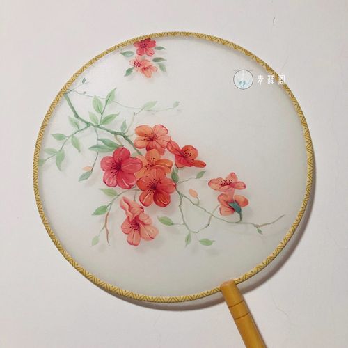 古风花卉纯手工绘画真丝团扇1把,图案支持