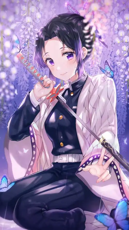 鬼灭之刃蝴蝶忍同人插画手机壁纸-动漫-壁纸下载-美桌网