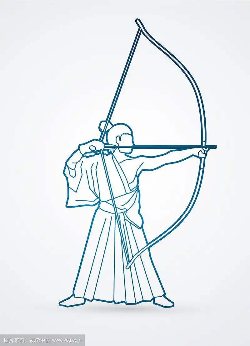 男子鞠躬弓道弓箭运动员