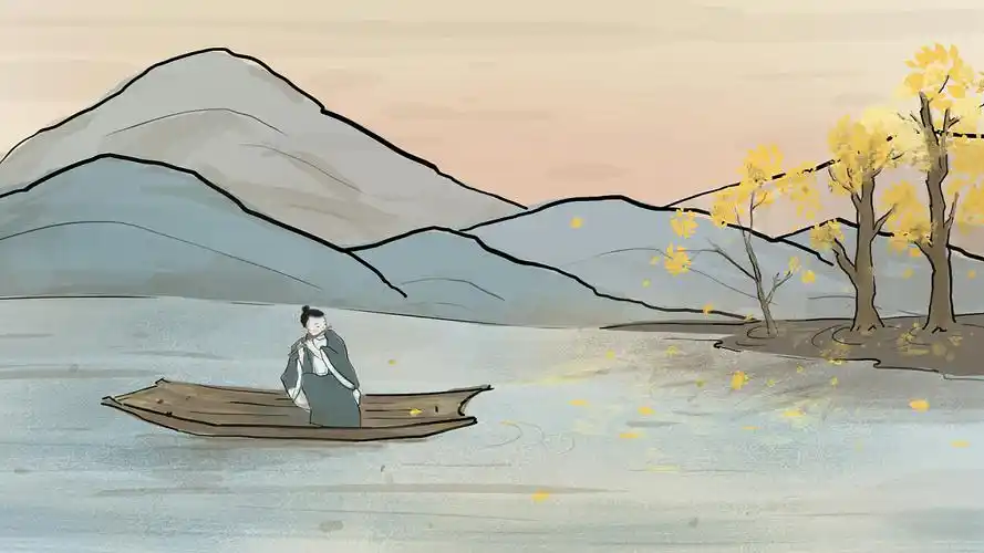 中国风插画 | 秋分时节的湖上泛舟