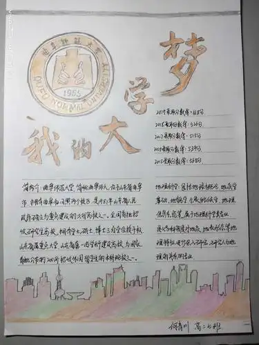 渤海中学高二学生海报设计"我的大学我的梦"