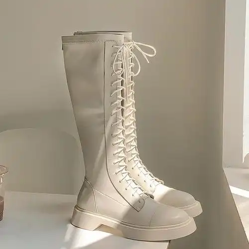 白色靴子高筒网红