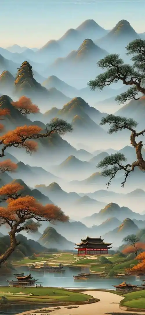 【山水画壁纸】祝您汇聚生气,家旺人旺!_微信_因为_生命