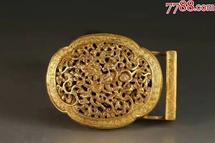 旧藏,铜鎏金龙纹带扣