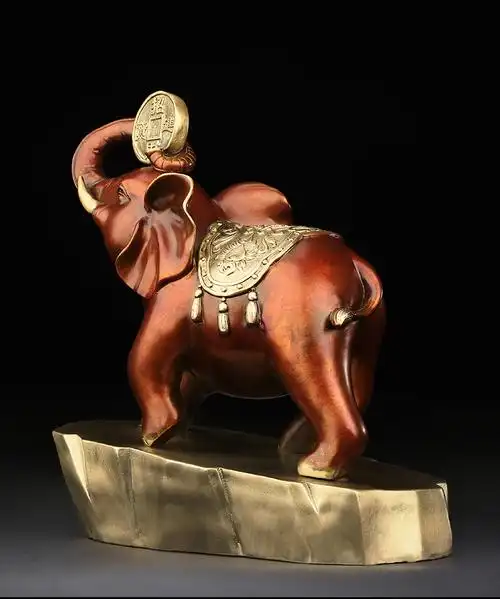 宝瑞福 黄铜大象摆件 如意大象办公室桌面客厅酒柜装饰品摆设_ 7折