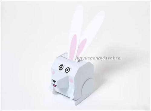 满68包邮简易复活节兔子3d立体纸模型儿童亲子手工制作diy非成品