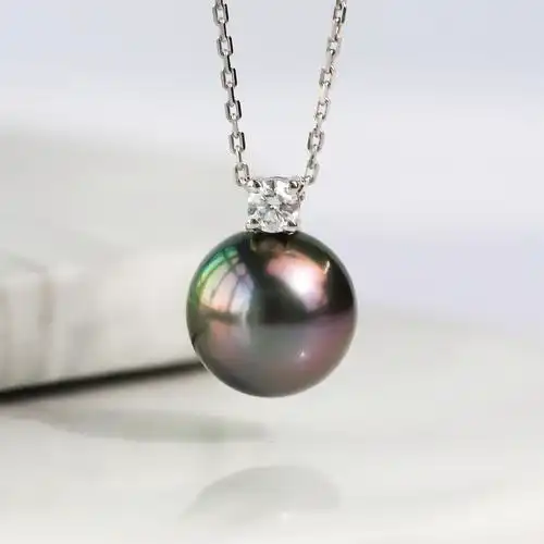 海水1011mm王妃新款2021吊坠黑珍珠雨恋戴妃金戴妃颈饰