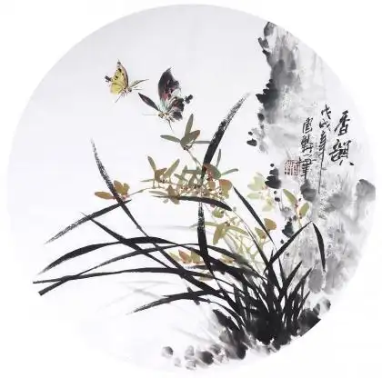 【已售】花鸟名家石云轩写意圆面《春韵》-花鸟画-艺拍字画网