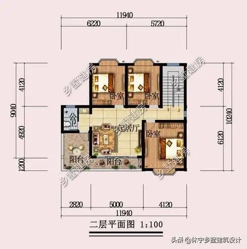 开间12×10的二层别墅图纸,现代风双层别墅,清新大气