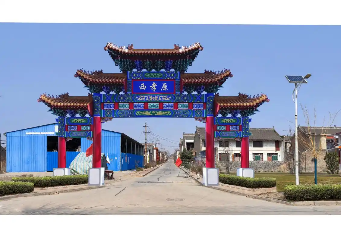 古建牌楼# #村口牌坊# #水泥仿古牌楼# 牌楼是一种用于标示建筑物