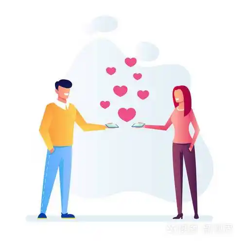 在线交友实时服务移动应用程序. 矢量平面卡通图案设计图