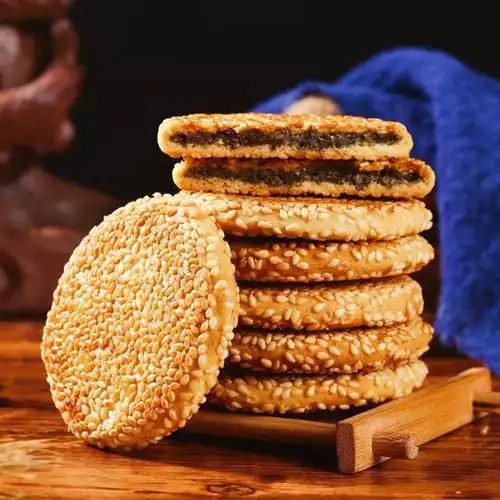 芝麻饼黄石港饼湖北黄石特产脆老式老人零食馅饼散装烧饼50包批发