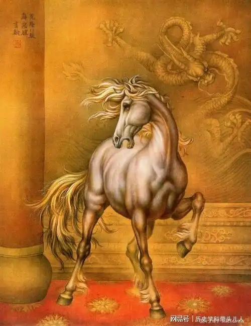 清代宫廷画家郎世宁的工笔乾隆八骏图