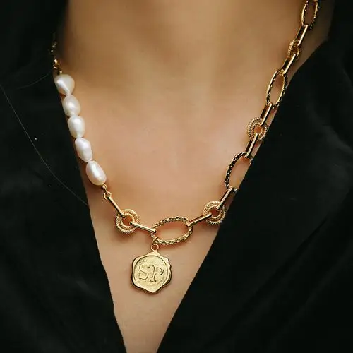 logoheyjewelsweetpoint系列金色巴洛克异形珍珠项链项链