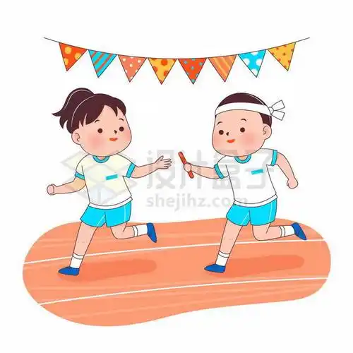 参加校园运动会接力赛的两个卡通小朋友1066743矢量图片免抠素材