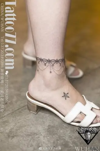 脚环脚链宝石纹身作品