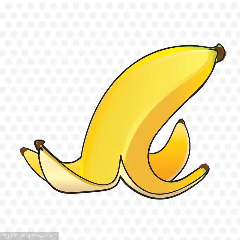 香蕉皮在白色的背景和灰色的点