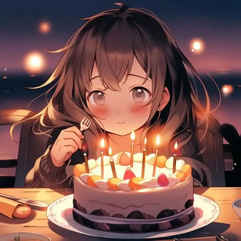 生日快乐吹蜡烛女生头像