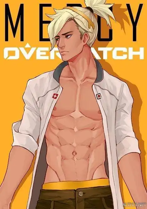 守望先锋女角色同人性转海报满屏腹肌诱惑