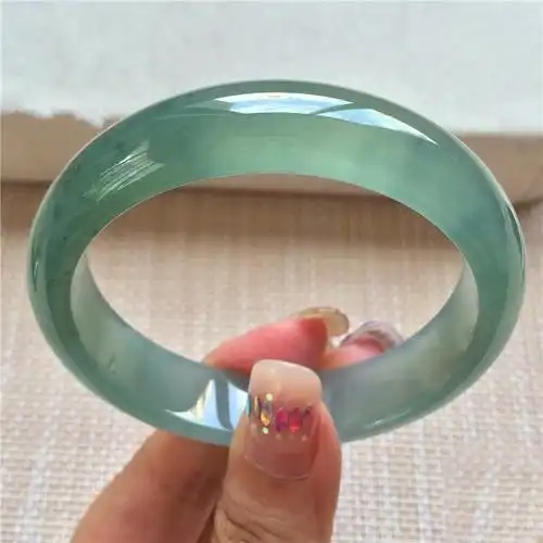 翡翠手镯专柜正品缅甸冰种湖蓝水飘花玉镯女款手镯