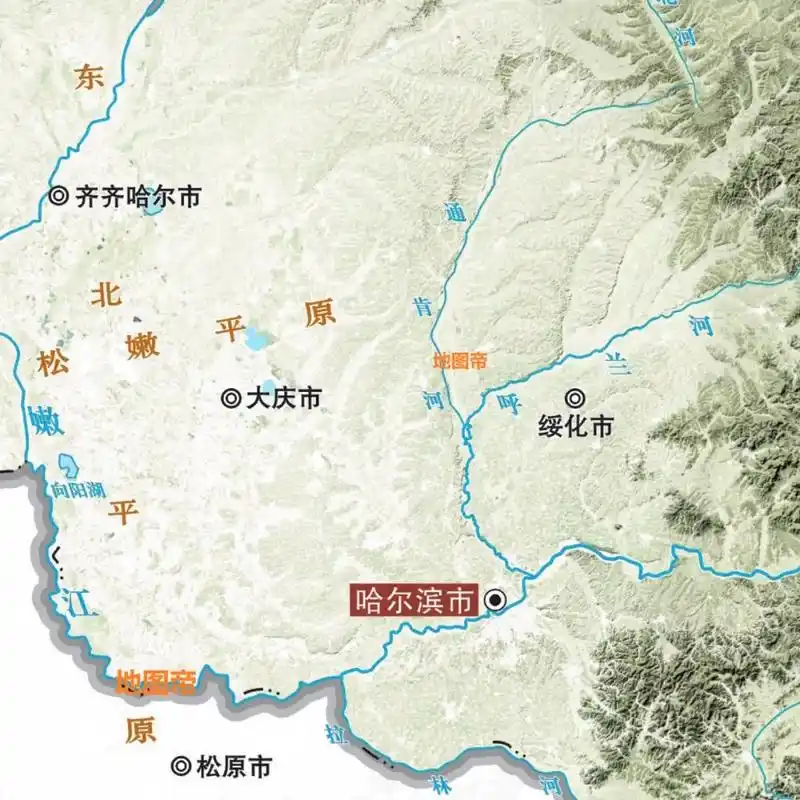 中国各省地形图-黑龙江省