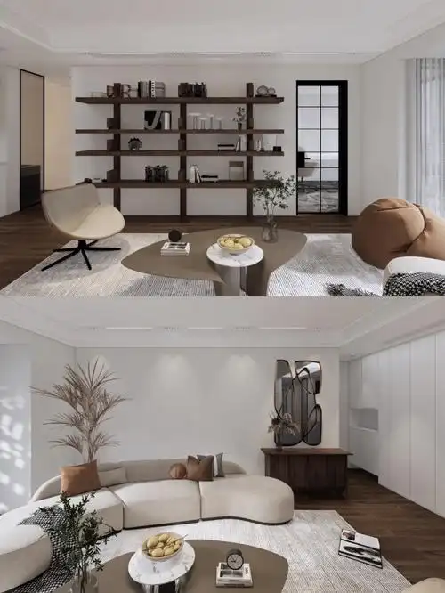 无电视无背景墙的客厅简约舒适到极致